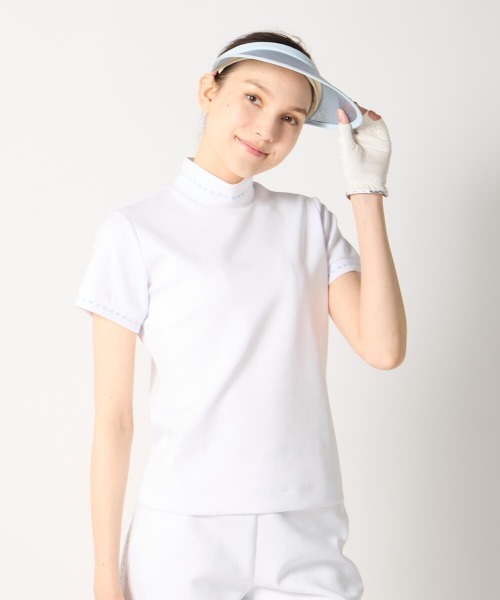 marie claire（マリ・クレール）の「【marie claire:マリ.クレール】レディースストレッチ半袖モックネックシャツ　ゴルフ（シャツ/ブラウス・レディース・ホワイト/ブルー/ブラック・MEDIUM/XX-LARGE/X-LARGE/LARGE）」の8枚目の写真