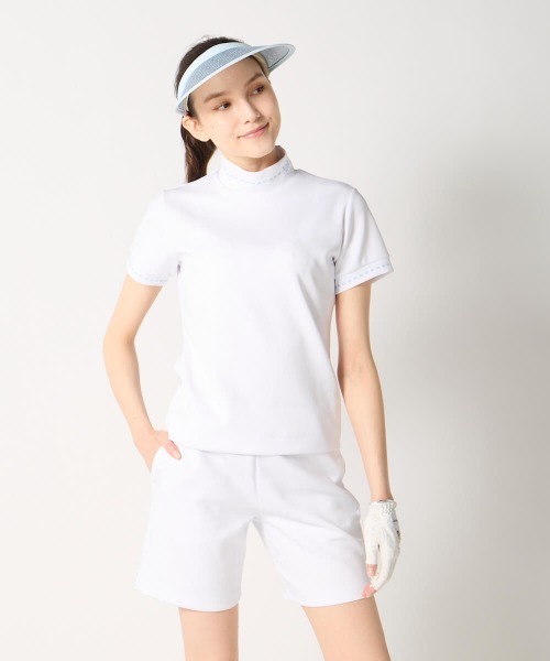 marie claire（マリ・クレール）の「【marie claire:マリ.クレール】レディースストレッチ半袖モックネックシャツ　ゴルフ（シャツ/ブラウス・レディース・ホワイト/ブルー/ブラック・MEDIUM/XX-LARGE/X-LARGE/LARGE）」の10枚目の写真