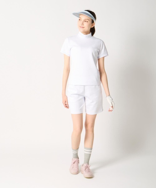 marie claire（マリ・クレール）の「【marie claire:マリ.クレール】レディースストレッチ半袖モックネックシャツ　ゴルフ（シャツ/ブラウス・レディース・ホワイト/ブルー/ブラック・MEDIUM/XX-LARGE/X-LARGE/LARGE）」の11枚目の写真