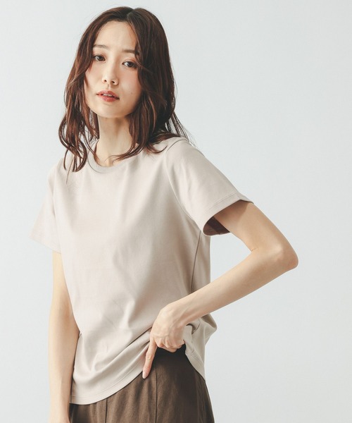 GLOBAL WORK(グローバルワーク)の「リッチクリーン透けにくいコンパクトT/656161(Tシャツ/カットソー・レディース・ブラック/ホワイト/ダークブラウン/グレイッシュベージュ・MEDIUM/LARGE)」の4枚目の写真
