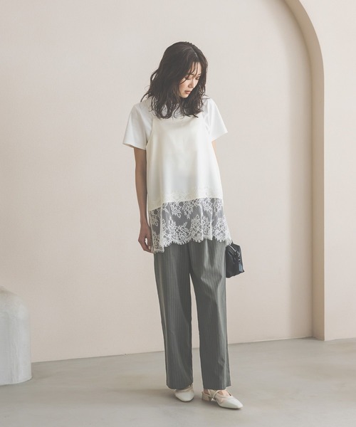 GLOBAL WORK（グローバルワーク）の「リッチクリーン透けにくいコンパクトT/656161（Tシャツ/カットソー・レディース・ブラック/ホワイト/ダークブラウン・MEDIUM/LARGE）」の4枚目の写真