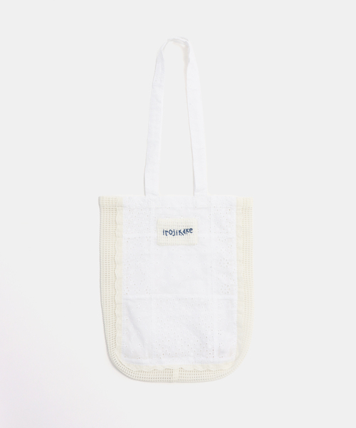 irojikake(イロジカケ)の「【irojikake/イロジカケ】 PATCHWORK TOTE BAG(ショルダーバッグ・レディース・ネイビー/ホワイト・FREE)」の1枚目の写真