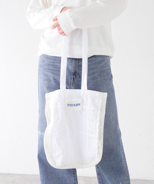 irojikake(イロジカケ)の「【irojikake/イロジカケ】 PATCHWORK TOTE BAG(ショルダーバッグ・レディース・ネイビー/ホワイト・FREE)」の13枚目の写真