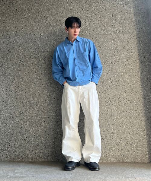 INDUST（インダスト）の「クロップバイオウォッシュドペーパーシャツ_ブルー（シャツ/ブラウス・レディース・ブルー・1(S)/2(M)/3(L)）」の7枚目の写真