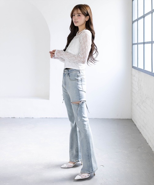 clear（クリア）の「ホルターネックレースカーディガン＆キャミソールセット［骨格ウェーブ/華奢見え/フェミニン/アンサンブルトップス］（カーディガン/ボレロ・レディース・ブラック/オフホワイト/ピンク・F）」の11枚目の写真