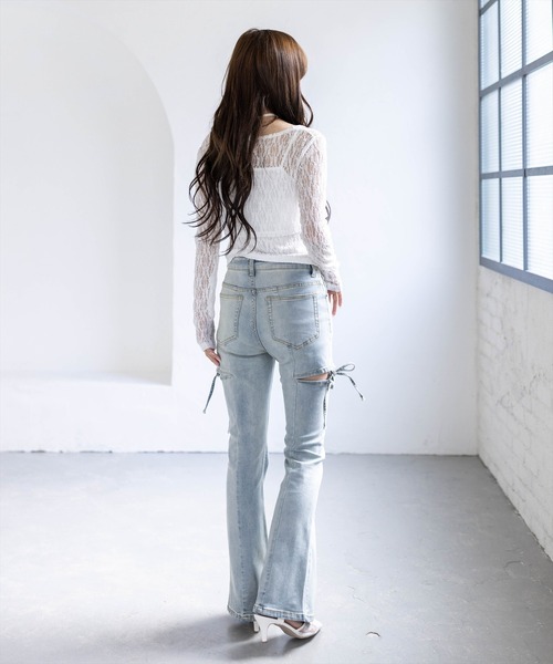 clear（クリア）の「ホルターネックレースカーディガン＆キャミソールセット［骨格ウェーブ/華奢見え/フェミニン/アンサンブルトップス］（カーディガン/ボレロ・レディース・ブラック/オフホワイト/ピンク・F）」の12枚目の写真