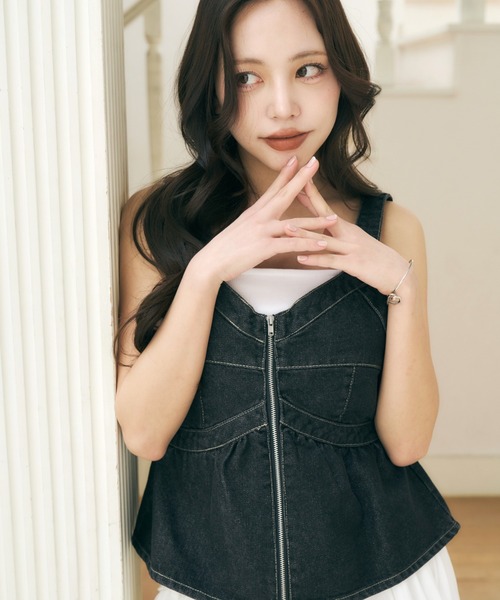 Olu.（オルドット）の「デニムペプラムビスチェ（その他トップス・レディース・ブラック・FREE）」の3枚目の写真