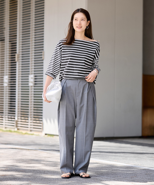 FRAMeWORK（フレームワーク）の「クレージーボーダーT-SHIRT（Tシャツ/カットソー・レディース・ブラック/ブルー・FREE）」の3枚目の写真