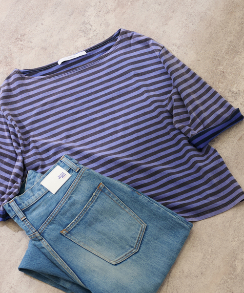 FRAMeWORK（フレームワーク）の「クレージーボーダーT-SHIRT（Tシャツ/カットソー・レディース・ブラック/ブルー・FREE）」の16枚目の写真