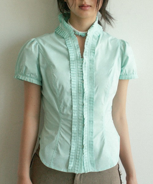 igi(イジ)の「PUFF FRILL BLOUSE / パフスリーブフリルブラウス(シャツ/ブラウス・レディース・ベージュ/ホワイト/ミント・FREE)」の5枚目の写真