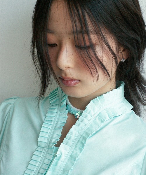 igi(イジ)の「PUFF FRILL BLOUSE / パフスリーブフリルブラウス(シャツ/ブラウス・レディース・ベージュ/ホワイト/ミント・FREE)」の11枚目の写真