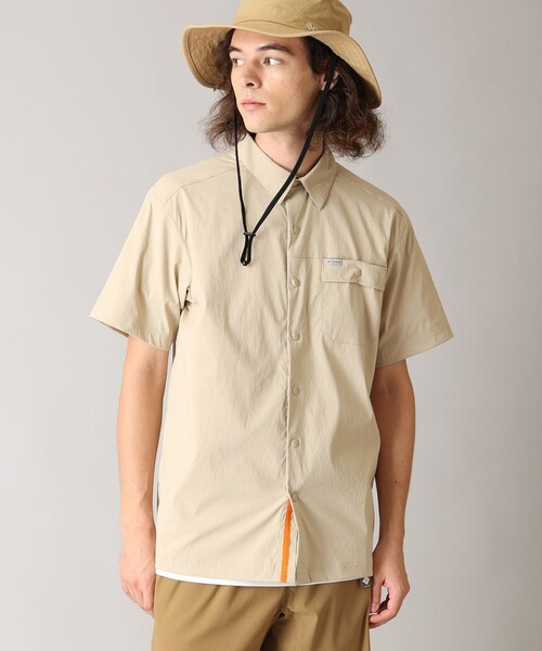Columbia(コロンビア)の「撥水 UVカット Columbia/ ランドローマーリップストップ ショートスリーブ シャツII /コロンビア(シャツ/ブラウス・メンズ・ブラック/ベージュ・S/M/L/XL)」の2枚目の写真