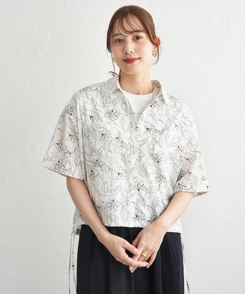 ikka(イッカ)の「【雑誌InRed6月号掲載】冷感/デニム裾ドロストシャツ(シャツ/ブラウス・レディース・ネイビー/オフホワイト/オリーブ/オレンジ/その他1/チャコール・M/L/S)」の7枚目の写真