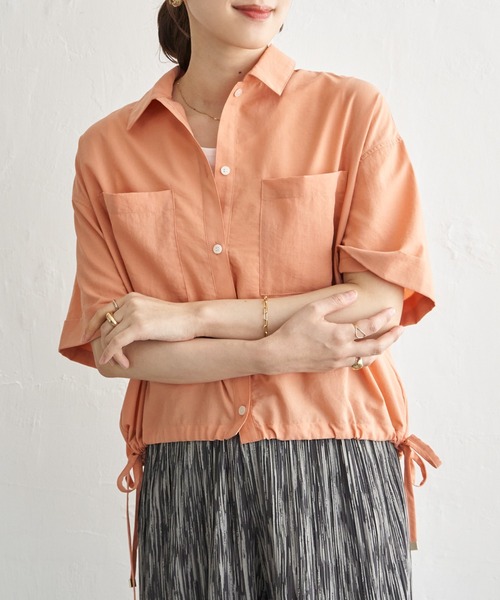 ikka(イッカ)の「【雑誌InRed6月号掲載】冷感/デニム裾ドロストシャツ(シャツ/ブラウス・レディース・ネイビー/オフホワイト/オリーブ/オレンジ/その他1/チャコール・M/L/S)」の12枚目の写真