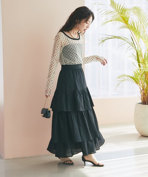 La boutique BonBon(ラブティックボンボン)の「【今すぐお届け】シアードット前後2WAYトップス(Tシャツ/カットソー・レディース・ベージュ/ホワイト・FREE)」の22枚目の写真