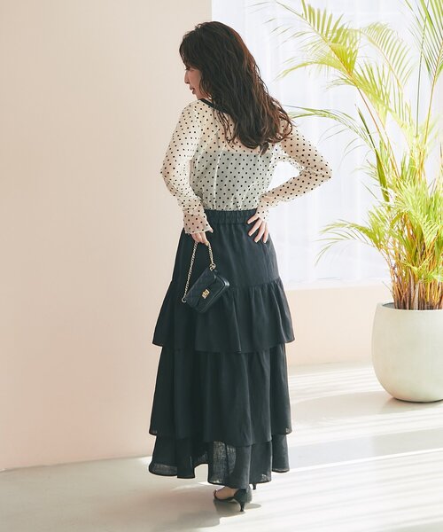 La boutique BonBon(ラブティックボンボン)の「【今すぐお届け】シアードット前後2WAYトップス(Tシャツ/カットソー・レディース・ベージュ/ホワイト・FREE)」の21枚目の写真