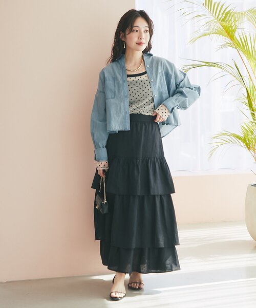 La boutique BonBon(ラブティックボンボン)の「【今すぐお届け】シアードット前後2WAYトップス(Tシャツ/カットソー・レディース・ベージュ/ホワイト・FREE)」の20枚目の写真