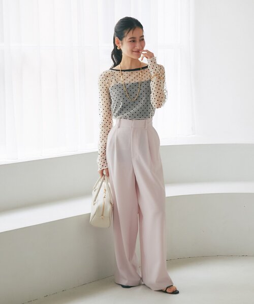 La boutique BonBon(ラブティックボンボン)の「【今すぐお届け】シアードット前後2WAYトップス(Tシャツ/カットソー・レディース・ベージュ/ホワイト・FREE)」の15枚目の写真