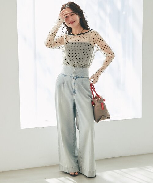 La boutique BonBon(ラブティックボンボン)の「【今すぐお届け】シアードット前後2WAYトップス(Tシャツ/カットソー・レディース・ベージュ/ホワイト・FREE)」の12枚目の写真
