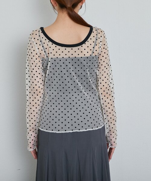 La boutique BonBon(ラブティックボンボン)の「【今すぐお届け】シアードット前後2WAYトップス(Tシャツ/カットソー・レディース・ベージュ/ホワイト・FREE)」の9枚目の写真