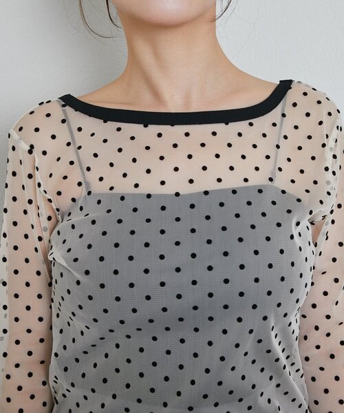 La boutique BonBon(ラブティックボンボン)の「【今すぐお届け】シアードット前後2WAYトップス(Tシャツ/カットソー・レディース・ベージュ/ホワイト・FREE)」の7枚目の写真