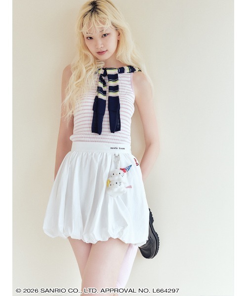 sanrio house(サンリオハウス)の「ハローキティ ナイロンバルーンミニスカート(スカート・レディース・ホワイト/ライトピンク/ブラック・F)」の15枚目の写真