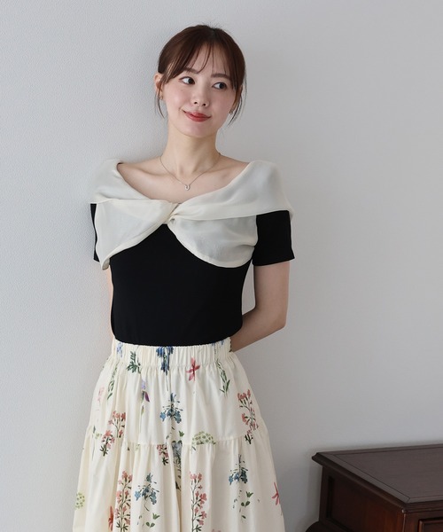BLUEEAST(ブルーイースト)の「シアーリボンドッキングカットソー(Tシャツ/カットソー・レディース・グレー/ブラック/アイボリー・MEDIUM)」の19枚目の写真