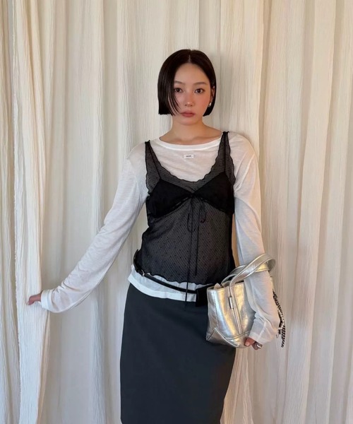 almo(アルモ)の「【LAMPOON】ドットシアーノースリーブ(キャミソール・レディース・ブラック/ホワイト/グレー・LARGE/MEDIUM)」の17枚目の写真