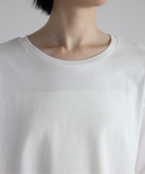 each(イーチ)の「裾レースレイヤード風オーバーTシャツ(Tシャツ/カットソー・レディース・ホワイト/スミクロ/カーキ・FREE)」の7枚目の写真