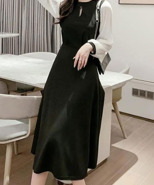 Flugge(フラッジー)の「シフォンスリーブ切り替えワンピース(ワンピース・レディース・ブラック・LARGE/MEDIUM)」の2枚目の写真