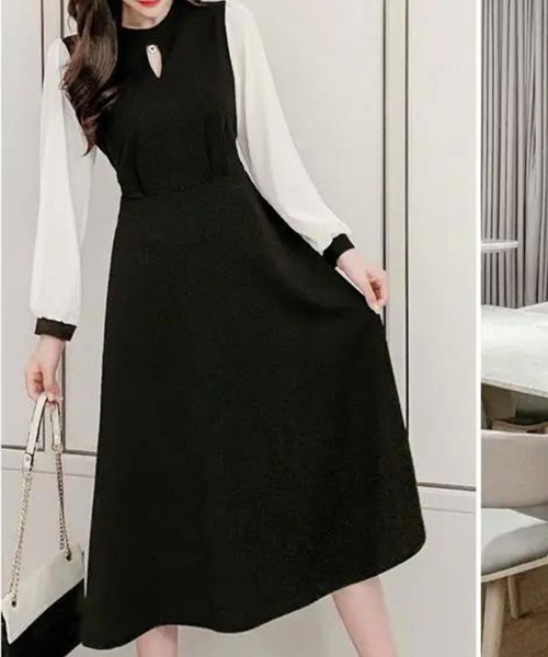 Flugge(フラッジー)の「シフォンスリーブ切り替えワンピース(ワンピース・レディース・ブラック・LARGE/MEDIUM)」の14枚目の写真