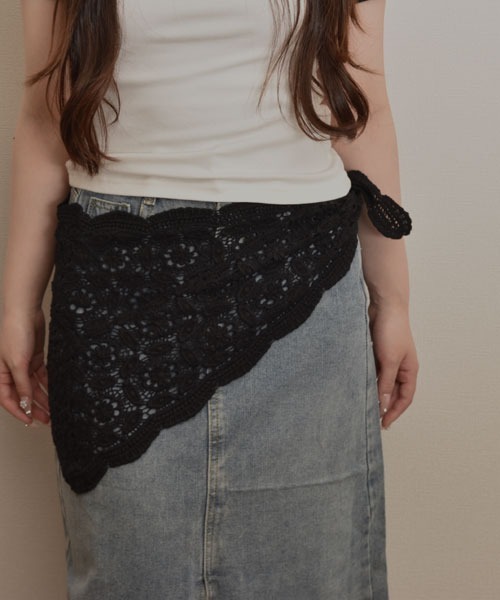 TONE SELECT GOODS(トーンセレクトグッズ)の「【resonance】ヴィンテージデザイン 花柄 レース ラップスカート/付け裾【マルチウェイ】(その他トップス・レディース・ホワイト/ベージュ/ブラック・FREE)」の9枚目の写真