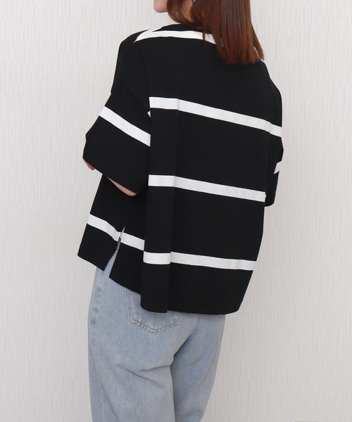 libelle more(リベル モア)の「ビッグボーダードルマンプルオーバー(Tシャツ/カットソー・レディース・ネイビー/ブラック/グレー/オフホワイト・L/M)」の10枚目の写真