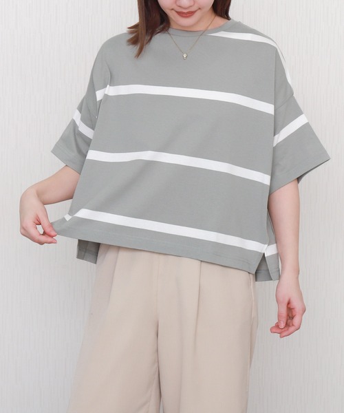 libelle more(リベル モア)の「ビッグボーダードルマンプルオーバー(Tシャツ/カットソー・レディース・ネイビー/ブラック/グレー/オフホワイト・L/M)」の17枚目の写真