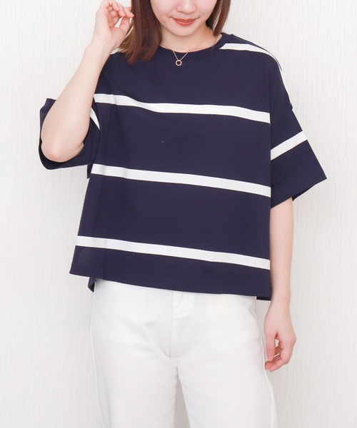 libelle more(リベル モア)の「ビッグボーダードルマンプルオーバー(Tシャツ/カットソー・レディース・ネイビー/ブラック/グレー/オフホワイト・L/M)」の13枚目の写真