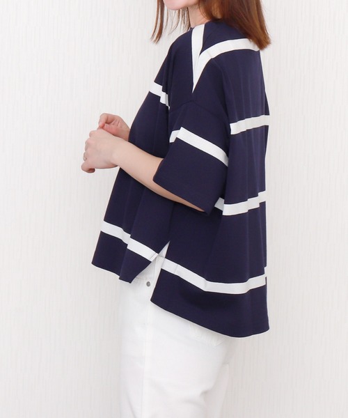libelle more(リベル モア)の「ビッグボーダードルマンプルオーバー(Tシャツ/カットソー・レディース・ネイビー/ブラック/グレー/オフホワイト・L/M)」の14枚目の写真