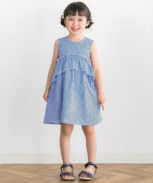 BeBe Petits Pois Vert(ベベプチポワヴェール)の「【店舗限定】ストライプアシンメトリーワンピース(ワンピース・キッズ・レッド系その他/ブルー系その他・120cm/110cm/160cm/150cm/100cm/140cm/130cm)」の5枚目の写真