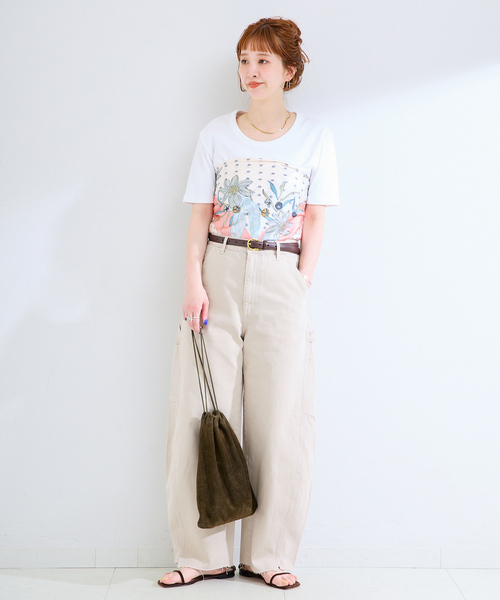 B.C STOCK(ベーセーストック)の「《追加》ウォッシャブル / 接触冷感 / C/PEフライスUネックTEE(Tシャツ/カットソー・レディース・ブラック/ホワイト/キャメル・FREE)」の10枚目の写真