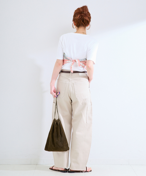 B.C STOCK(ベーセーストック)の「《追加》ウォッシャブル / 接触冷感 / C/PEフライスUネックTEE(Tシャツ/カットソー・レディース・ブラック/ホワイト/キャメル・FREE)」の17枚目の写真