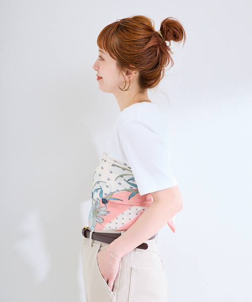 B.C STOCK(ベーセーストック)の「《追加》ウォッシャブル / 接触冷感 / C/PEフライスUネックTEE(Tシャツ/カットソー・レディース・ブラック/ホワイト/キャメル・FREE)」の19枚目の写真