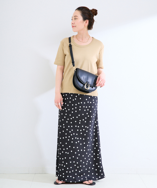 B.C STOCK(ベーセーストック)の「《追加》ウォッシャブル / 接触冷感 / C/PEフライスUネックTEE(Tシャツ/カットソー・レディース・ブラック/ホワイト/キャメル・FREE)」の21枚目の写真