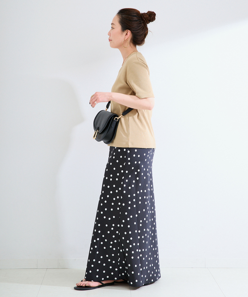 B.C STOCK(ベーセーストック)の「《追加》ウォッシャブル / 接触冷感 / C/PEフライスUネックTEE(Tシャツ/カットソー・レディース・ブラック/ホワイト/キャメル・FREE)」の22枚目の写真