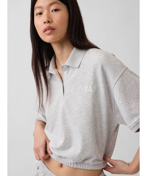GAP(ギャップ)の「ヴィンテージソフト フレンチテリー オーバーサイズ GAPロゴ クロップド ポロシャツ(ポロシャツ・レディース・ネイビー/グレー・XXS/XL/L/M/S/XS)」の11枚目の写真