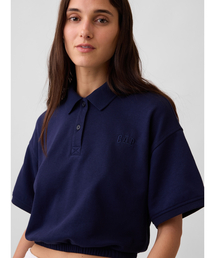 GAP（ギャップ）の「ヴィンテージソフト フレンチテリー オーバーサイズ GAPロゴ クロップド ポロシャツ（ポロシャツ）」