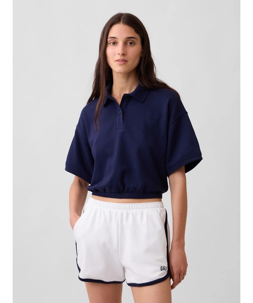 GAP(ギャップ)の「ヴィンテージソフト フレンチテリー オーバーサイズ GAPロゴ クロップド ポロシャツ(ポロシャツ・レディース・ネイビー/グレー・XXS/XL/L/M/S/XS)」の4枚目の写真