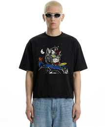 REBRENNER（リブレンナー）の「DTF ロボキャット クールコットンクロップ半袖Tシャツ ブラック（Tシャツ/カットソー）」