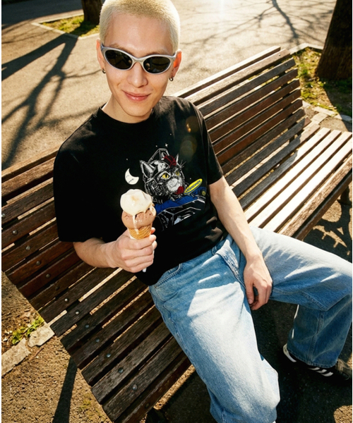 REBRENNER(リブレンナー)の「DTF ロボキャット クールコットンクロップ半袖Tシャツ ブラック(Tシャツ/カットソー・メンズ・ブラック・LARGE/MEDIUM/X-LARGE)」の4枚目の写真