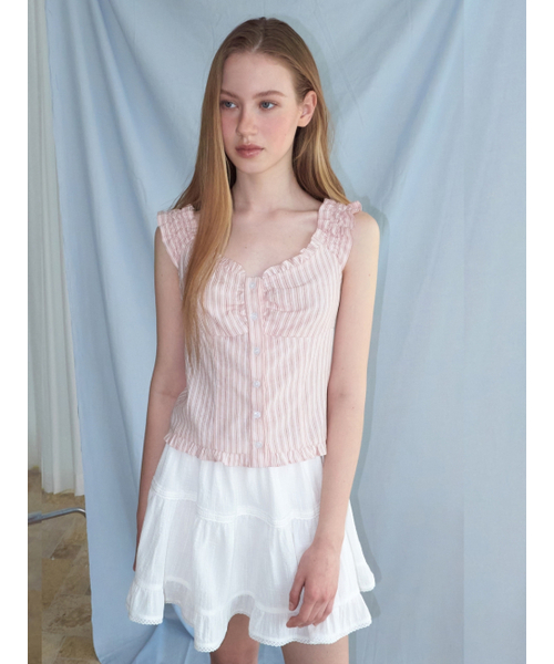 ETMON（エトモン）の「Stripe Shirring Blouse, Pink（シャツ/ブラウス・レディース・その他・SMALL/MEDIUM）」の4枚目の写真