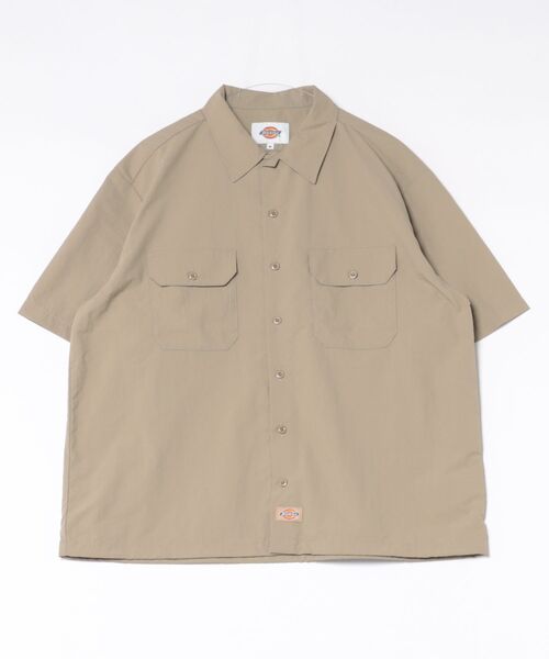 Dickies(ディッキーズ)の「Dickies/ディッキーズ ワークシャツ 半袖 ドローコード(シャツ/ブラウス・メンズ・ベージュ/ブラック・LARGE/MEDIUM)」の4枚目の写真