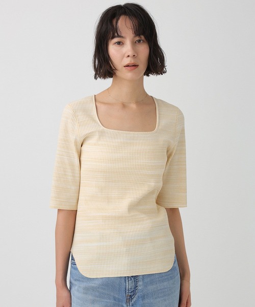 BABYLONE(バビロン)の「スクエアネックラウンドヘムプルオーバー<2WAY>(Tシャツ/カットソー・レディース・オフホワイト/イエロー/チャコール・フリー)」の12枚目の写真